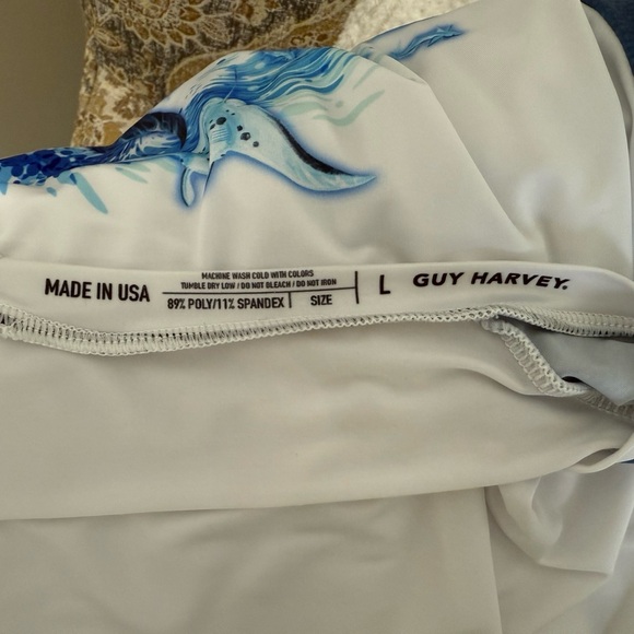 Guy Harvey White and Blue Rash Guard - Picture 4 of 7